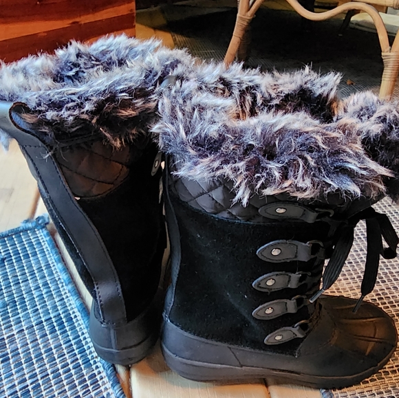 Khombu Ladies Leather Lace Up Faux Fur Boots, Size 6 - Picture 4 of 7